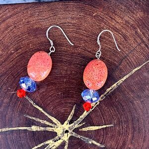 Vintage Red Coral Earrings Southwestern Bohemian Jewelry Western rodeo